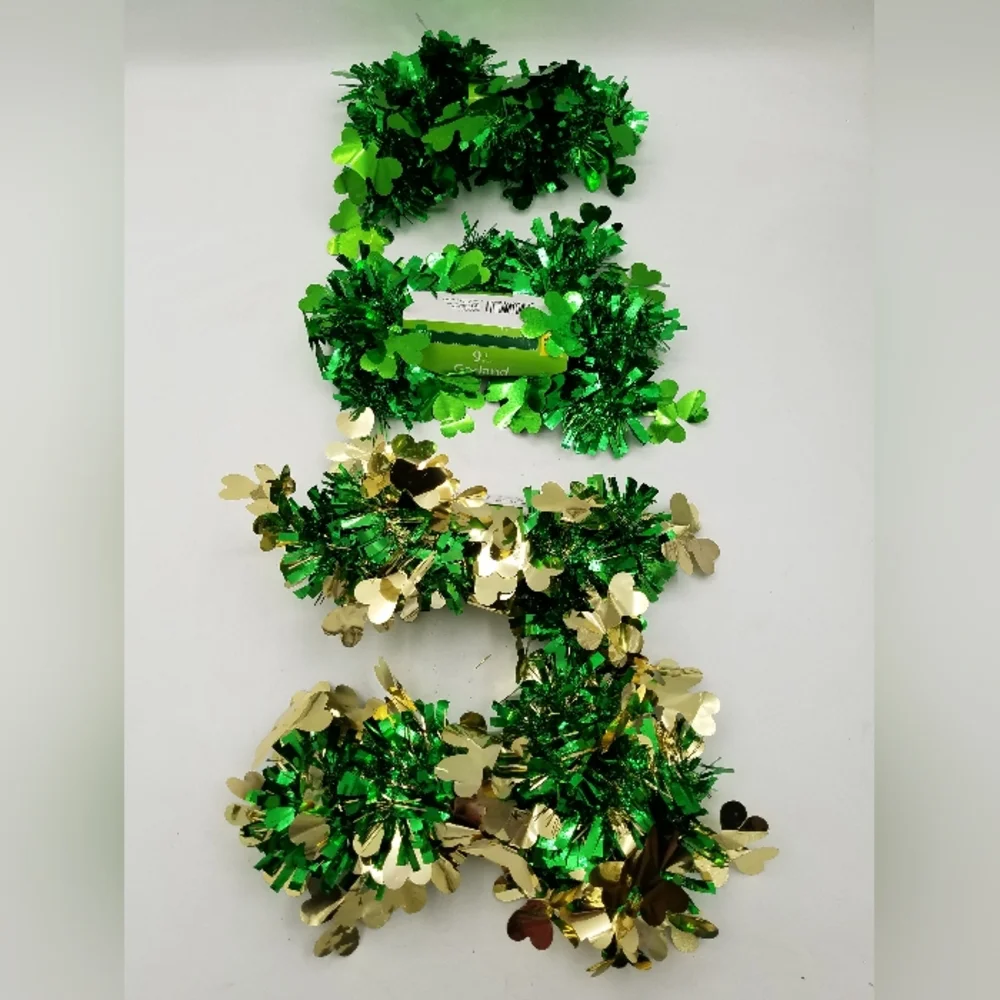 4 individual 9-ft Shamrock Four Leaf Clover Garland.